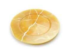  Pieruga Marble Set of 4 charger plates in orange onyx hand carved in Italy - 1460761