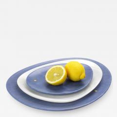  Pieruga Marble Set of Plates in Azul Macaubas and White Onyx hand carved in Italy - 1464663