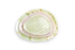  Pieruga Marble Set of Plates in Green and Pink Onyx hand carved in Italy - 1460557