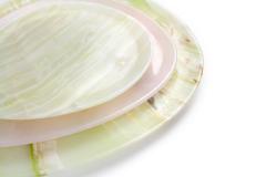  Pieruga Marble Set of Plates in Green and Pink Onyx hand carved in Italy - 1460560