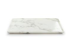  Pieruga Marble Tray Hand Carved From Solid block of White Marble Rectangular Made in Italy - 1637595