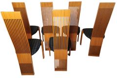  Pietro Costantini Six Slatted Dining Chairs w Original Fabric Pietro Costantini Italy 1980s - 3273142