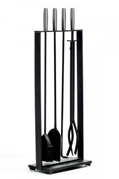  Pilgrim Manufacturing 1970s Modern Fireplace Tool Set by Pilgram in Stainless Steel Iron - 4349520