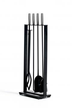  Pilgrim Manufacturing 1970s Modern Fireplace Tool Set by Pilgram in Stainless Steel Iron - 4349522