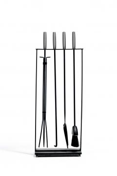  Pilgrim Manufacturing 1970s Modern Fireplace Tool Set by Pilgram in Stainless Steel Iron - 4349523