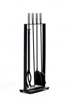  Pilgrim Manufacturing 1970s Modern Fireplace Tool Set by Pilgram in Stainless Steel Iron - 4349524