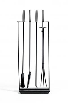  Pilgrim Manufacturing 1970s Modern Fireplace Tool Set by Pilgram in Stainless Steel Iron - 4349526