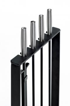  Pilgrim Manufacturing 1970s Modern Fireplace Tool Set by Pilgram in Stainless Steel Iron - 4349527