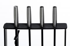  Pilgrim Manufacturing 1970s Modern Fireplace Tool Set by Pilgram in Stainless Steel Iron - 4349528