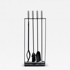  Pilgrim Manufacturing 1970s Modern Fireplace Tool Set by Pilgram in Stainless Steel Iron - 4351537