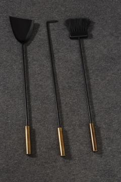  Pilgrim Manufacturing Vintage Modernist Iron and Brass Fireplace Tool Set with Brush Shovel and Poker - 4795244