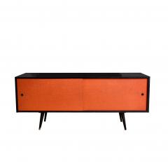  Planner Group 1950s Paul McCobb Orange Black Credenza for Planner Group - 4159706