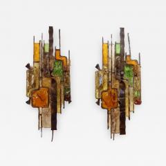  Poliarte A Pair of Wall Sconces in Steel and Glass in the style of Poliarte - 257149