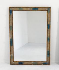  Poliarte Blue Hammered Glass Gilt Wrought Iron Mirror by Poliarte Italy 1970s - 3331872