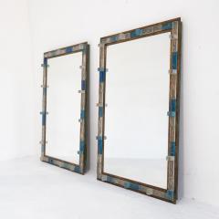  Poliarte Blue Hammered Glass Gilt Wrought Iron Mirror by Poliarte Italy 1970s - 3331882