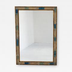  Poliarte Blue Hammered Glass Gilt Wrought Iron Mirror by Poliarte Italy 1970s - 3333708