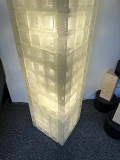  Poliarte Mid Century Modern Glass Cube Tower Floor Lamp by Poliarte Italy 1970s - 3009175