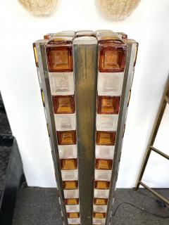  Poliarte Mid Century Modern Glass Cube Tower Floor Lamp by Poliarte Italy 1970s - 4209223