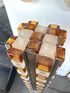  Poliarte Mid Century Modern Glass Cube Tower Floor Lamp by Poliarte Italy 1970s - 4209229
