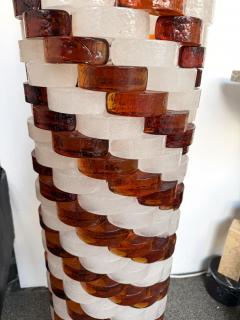  Poliarte Mid Century Modern Glass Cube Tower Floor Lamp by Poliarte Italy 1970s - 4470778