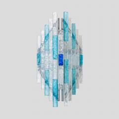  Poliarte PAIR OF BRUTALIST WALL LIGHTS CLEAR AND BLUE GLASS BY POLIARTE - 2335503