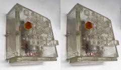  Poliarte Pair of Apis Glass Cube Sconces by Poliarte Italy 1970s - 2127999