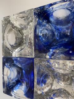  Poliarte Pair of Blue Glass Cube Sconces by Poliarte Italy 1970s - 1821096