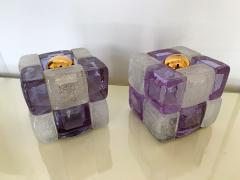  Poliarte Pair of Glass Cube Lamps by Poliarte Italy 1970s - 1115108