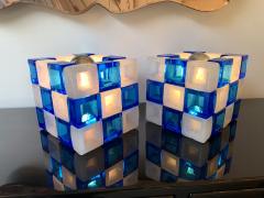  Poliarte Pair of Glass Cube Lamps by Poliarte Italy 1970s - 1685634
