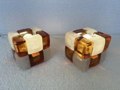  Poliarte Pair of Glass Cube Lamps by Poliarte Italy 1970s - 2282520