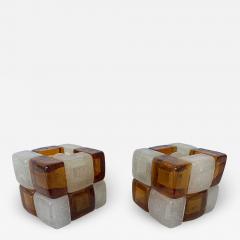  Poliarte Pair of Glass Cube Lamps by Poliarte Italy 1970s - 2283968