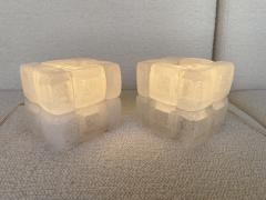  Poliarte Pair of Glass Cube Lamps by Poliarte Italy 1970s - 2292841