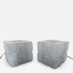  Poliarte Pair of Glass Cube Lamps by Poliarte Italy 1970s - 2294753