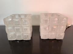  Poliarte Pair of Glass Cube Lamps by Poliarte Italy 1970s - 2432360