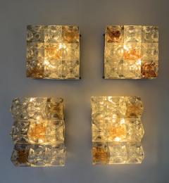  Poliarte Pair of Glass Cube Square Metal Sconces by Poliarte Italy 1970s - 4493611