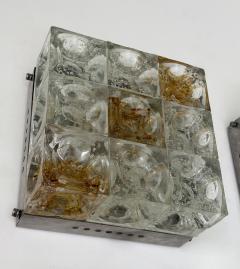  Poliarte Pair of Glass Cube Square Metal Sconces by Poliarte Italy 1970s - 4493615