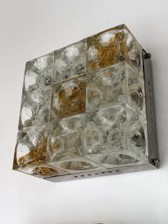  Poliarte Pair of Glass Cube Square Metal Sconces by Poliarte Italy 1970s - 4493616