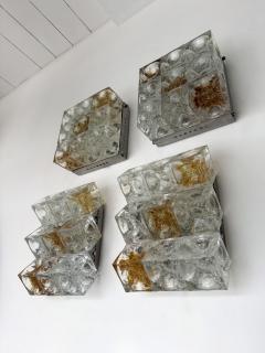  Poliarte Pair of Glass Cube Square Metal Sconces by Poliarte Italy 1970s - 4493617