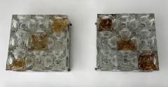  Poliarte Pair of Glass Cube Square Metal Sconces by Poliarte Italy 1970s - 4493619