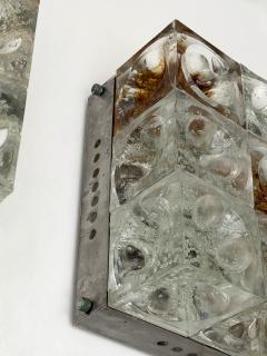  Poliarte Pair of Glass Cube Square Metal Sconces by Poliarte Italy 1970s - 4493621