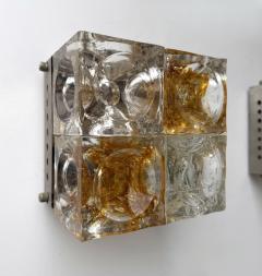  Poliarte Pair of Glass Cube Square Metal Sconces by Poliarte Italy 1970s - 4554274