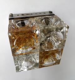  Poliarte Pair of Glass Cube Square Metal Sconces by Poliarte Italy 1970s - 4554276