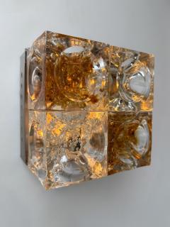  Poliarte Pair of Glass Cube Square Metal Sconces by Poliarte Italy 1970s - 4554277