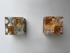  Poliarte Pair of Glass Cube Square Metal Sconces by Poliarte Italy 1970s - 4554279