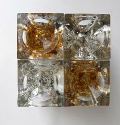  Poliarte Pair of Glass Cube Square Metal Sconces by Poliarte Italy 1970s - 4554282