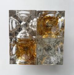  Poliarte Pair of Glass Cube Square Metal Sconces by Poliarte Italy 1970s - 4554284