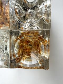  Poliarte Pair of Glass Cube Square Metal Sconces by Poliarte Italy 1970s - 4554285