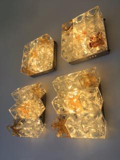  Poliarte Pair of Glass Cube Stairs Metal Sconces by Poliarte Italy 1970s - 4493684