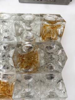 Poliarte Pair of Glass Cube Stairs Metal Sconces by Poliarte Italy 1970s - 4493694