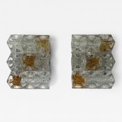  Poliarte Pair of Glass Cube Stairs Metal Sconces by Poliarte Italy 1970s - 4493706